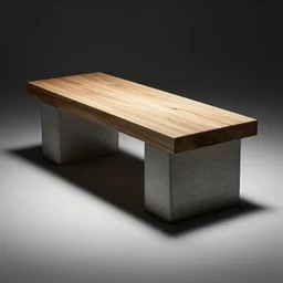 high tech concrete bench cube, natural wood top, minimal, dramatic lighting and composition, trending on artstation, concept art