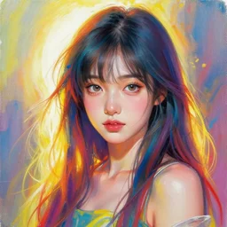 character concept art of a colorful anime goddess of painting | | realistic, dramatic backlight, cute - fine - face, pretty face, realistic shaded perfect face, fine details by artgerm, wlop, rossdraws, james jean, andrei riabovitchev, bangkuart, and sakimichan, seoul, south korea, trending on artstation