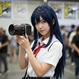 George Bush cosplaying as an anime girl , Comic-Con photos, 150mm F2.4, Hasselblad, rossdraws global illumination
