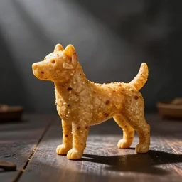 pakora in the shape of a dog, food photography