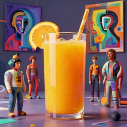 orange juice by artstation, deviantart, artfol, artslant artbox, cgsociety, gfxartist, artful, zatista, artpal, instagram, blendernation, frank stella, beeple, kopera, bjarke ingels, andre masson zawadzki, synth - wave, hyperrealism, futurism 4 k, octane render
