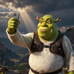 shrek accidentally takeing a selfi