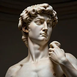 David by Michelangelo but David’s face is replaced with Waluigis face from nintendo