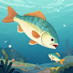 illustration of a big fish eating a little fish