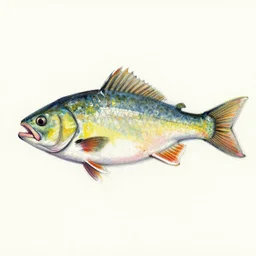 crude colored sketch of a fish