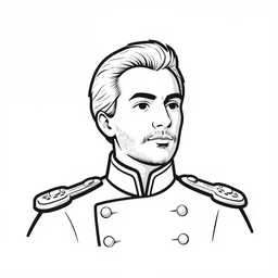 clean outlines of a portrait of a spanish general from 1 8 2 0, vector art, white background