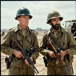 William Tecumseh Sherman and Abraham Lincoln in the movie Mad Max Road Warrior, movie still, cinematic, Eastman 5384 film