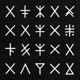 texture of ancient symbols on black paper, dacian symbols, thracic symbols, hand drawn, trending on artstation, stock photo textures, clean design, vector art, amazing symbols,