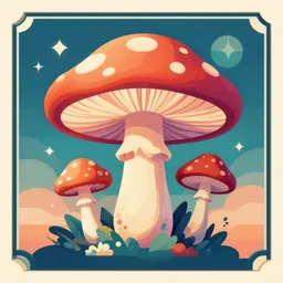 vector graphic HD Art Deco styled poster of Retro futuristic mushroom 4k, artstation