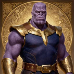 portrait of ricky gervais as thanos, muscular! fantasy, intricate, elegant, highly detailed, digital painting, artstation, concept art, smooth, sharp focus, illustration, art by artgerm and greg rutkowski and alphonse mucha