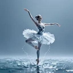 a ballerina made of water, dancing gracefully in super slow motion at 1000 fps, 8k, featured on artstation