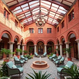 hotel courtyard but it has a ceiling