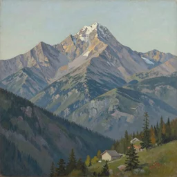 a painting of mountains by lisa frank and RHADS