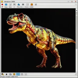 thermal image of a t-rex, infrared camera, Windows 2000 interface