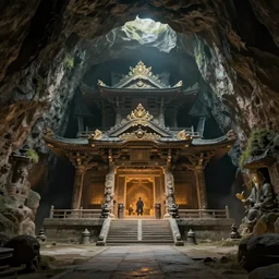 The unkown underground temple, Shinji Kimura, featured on Artstation, 8K