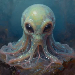 alien encounter captured with a 3 5 mm photography, realistic, flash, pov, slime, veins, wet, 4 k, maximalsm, ultra detaild, impressionist painting, digital painting, artstation, simon stalenha