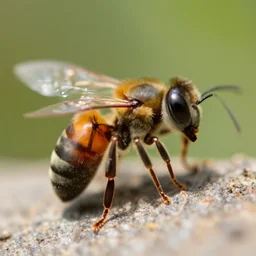 A macro shot of an ant hugging a bee, 4k, high quality, f1.8
