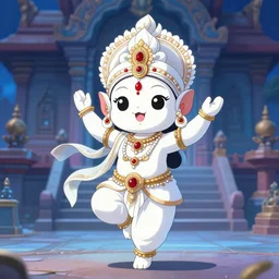 cute kawaii white hindu girl wearing intricate hindu accessories and clothes dancing in front of a temple by greg rutkowski, by studio ghibli, digital art, blue lighting trending on artstation, hd, 8 k, highly detailed, good lighting, beautiful, epic, masterpiece
