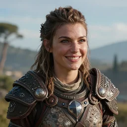 Alloy from Horizon Forbidden West, beautiful lighting, smile