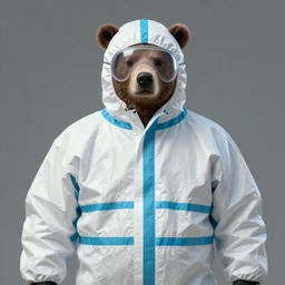 portrait of bear beast-man wearing a hazmat suit, digital art, concept art, highly detailed, sharp focus
