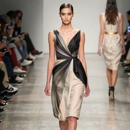 runway model wearing a dress designed by luigi serafini