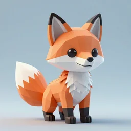 Low Poly 3D render of a plush fox, digital art, trending on artstation