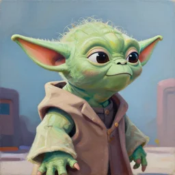 greg manchess portrait painting of yoda from mandalorian as overwatch character, medium shot, asymmetrical, profile picture, organic painting, sunny day, matte painting, bold shapes, hard edges, street art, trending on artstation, by huang guangjian and gil elvgren and sachin teng