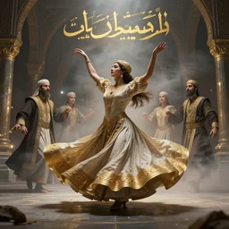 tyrkisk sufi dance, sufi, arabic words, bysintine, gothic, 4 k, smokey, michael whelan, peter mohrbache, giovanni paolo panini style epic, volumetric light, insanely detailed, unreal engine render, artstation trends, hyper detail, epic art style, cinematic, concept art, soft white gold lights
