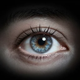 eye on black background, realistic, render