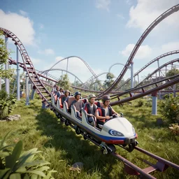 roller coaster, liminal space, unreal engine, octane render, houdini