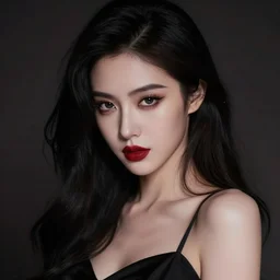 portrait of a female modern vampire looking seductive at the camera by sana takeda