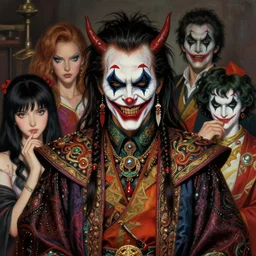 photorealistic portrait of evil looking bob odenkirk wearing intricate shao khan costume, bizarre voodoo makeup, clown makeup, by amano, karol bak, greg rutkowski, and akira toriyama, tonalism, hyperrealistic, artgerm, concept art, masterpiece.
