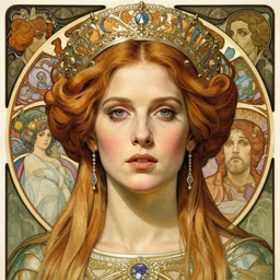 detailed realistic beautiful young michelle pfeiffer as queen of jupiter face portrait by jean delville, gustave dore and marco mazzoni, art nouveau, symbolist, visionary, gothic, pre - raphaelite. horizontal symmetry by zdzisław beksinski, iris van herpen, raymond swanland and alphonse mucha. highly detailed, hyper - real, beautiful