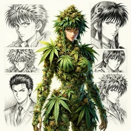 Beautiful Female creature made of pot leaves, marijuana, watercolor, dramatic lighting, cinematic, establishing shot, extremely high detail, foto realistic, cinematic lighting, pen and ink, intricate line drawings, by Yoshitaka Amano, Ruan Jia, Kentaro Miura, Artgerm, post processed, concept art, artstation,