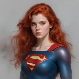 a beautiful red - haired girl dressed as a superhero, intricate, elegant, highly detailed, digital painting, artstation, concept art, smooth, sharp focus, illustration, ethereal, misty, by ilya kuvshinov and jeremy mann, 8 k, octane render