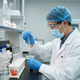 scientists in a laboratory using test tubes