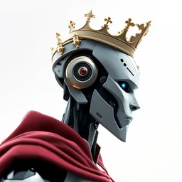 ai robot king wearing a crown profile view portrait 4 k digital art 3 d render octane render, anime, two dimensional, looking to the side