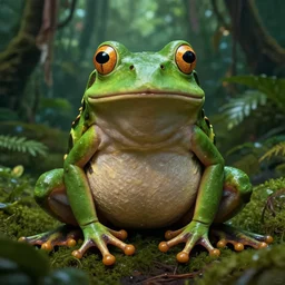 hyperrealistic mixed media image of a alex jones disguised as a frog in the jungle, stunning 3 d render inspired art by xiang duan and thomas eakes, perfect symmetry, realistic, highly detailed attributes and atmosphere, dim volumetric cinematic lighting, 8 k octane extremely hyper - detailed render, post - processing, masterpiece,