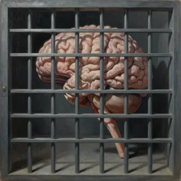 painting of the mind prison, surrealist, hyper realistic, unreal render, high detail, sharp focus, smooth, ominous atmosphere