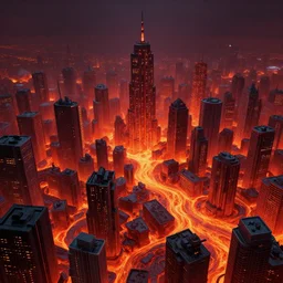 a city made out of magma, rendered by simon stalenhag, beeple, makoto shinkai, syd meade, environment concept, digital art, unreal engine, wlop, trending on artstation, low level, 4 k uhd image, octane render