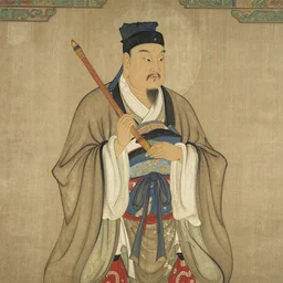 chinese taoist saint, yongle palace mural painting style, by wu daozi,
