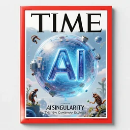 TIME magazine cover, the coming AI singularity, the new Cambrian explosion, 4k