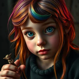 oil matte portrait painting, rainbow brite cartoon character toy painted in a cottagecore scene, detailed faces, wonderful masterpiece highly detailed, beautiful cinematic light deep focus, elegant, digital painting, smooth, sharp focus, golden ratio, dramatic illumination, ultra realistic, 8 k, art by salvator rosa and caravaggio
