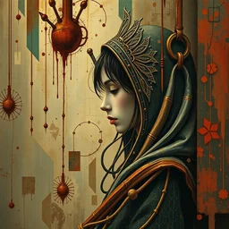 diamonds and rust, painted by joan baez, cyberpunk, mucha, fibonacci