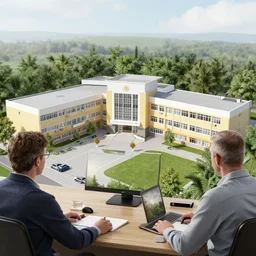 computer rendering of a school by Dimitre Manassiev Mehandjiysky and Ruth Brandt