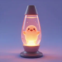 single lava lamp, gelatinous cute creature inside, happy, playful, 8 k, even lighting, octane render by pixar