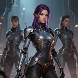 cyborg necromancer, beautiful girl, scifi, futuristic, friendly, nice, highly detailed, masterpiece, artstation, art by emika lightweaver and antoine collignon