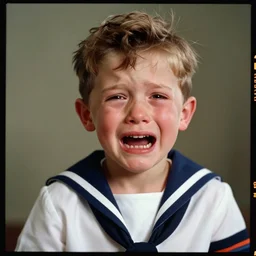 kodak portra 4 0 0, 8 k, highly detailed, britt marling style 3 / 4 photographic close, press award winning colour portrait of a cute and handsome crying and scared sailor boy, up face with 1 9 2 0 s hairstyle, 1 9 2 0 s style, asymmetrical, hasselblad x 1 d - 5 0 c, 1 0 0 mm f 1. 8, soft light