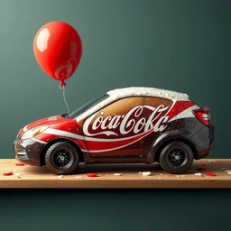 a sandwich car painting a balloon made of coke