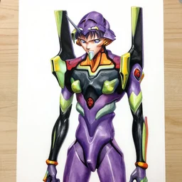 a high detail drawing of eva 0 1 from evangelion, neon genesis evangelion, nge mecha suit